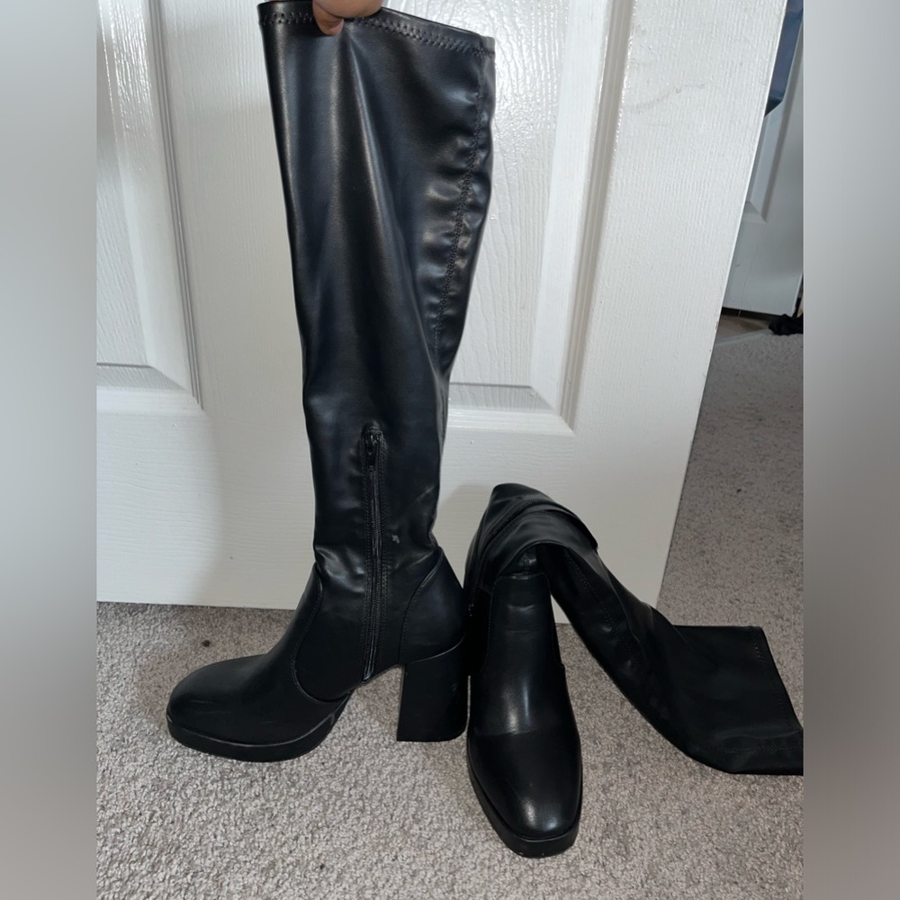 Black leather boots